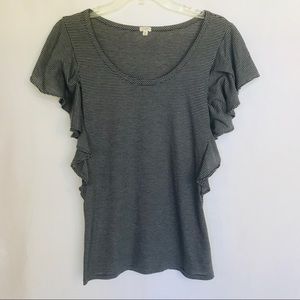 J. Crew Gray Stripe Ruffle Shirt S